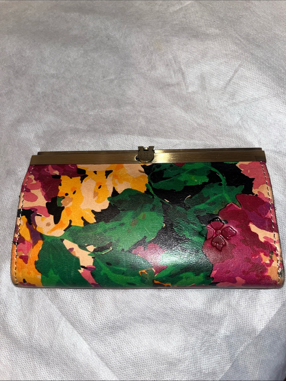 Patricia Nash Floral Leather Kiss-Lock Wallet Clutch